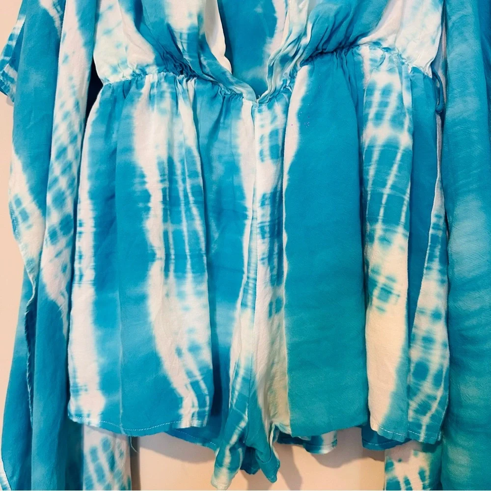Akira Womens‎  Tie Dye Colorful V-Neck Long Sleeve Romper Large.C111 - Picture 2 of 13